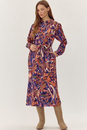 Pretty As a Picture Long Sleeve Button Down Dress