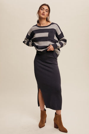 Alex and I Navy Striped Sweater Set