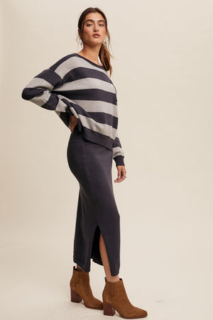 Alex and I Navy Striped Sweater Set