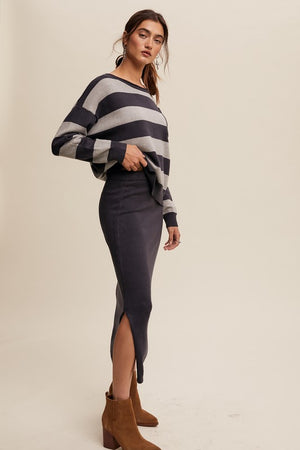 Alex and I Navy Striped Sweater Set