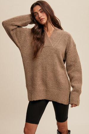 Sania Slouchy Soft Knit V-neck Sweater