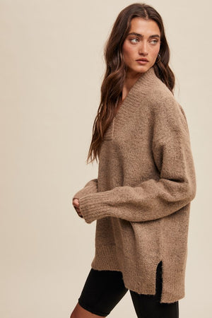 Sania Slouchy Soft Knit V-neck Sweater