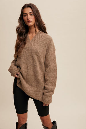 Sania Slouchy Soft Knit V-neck Sweater