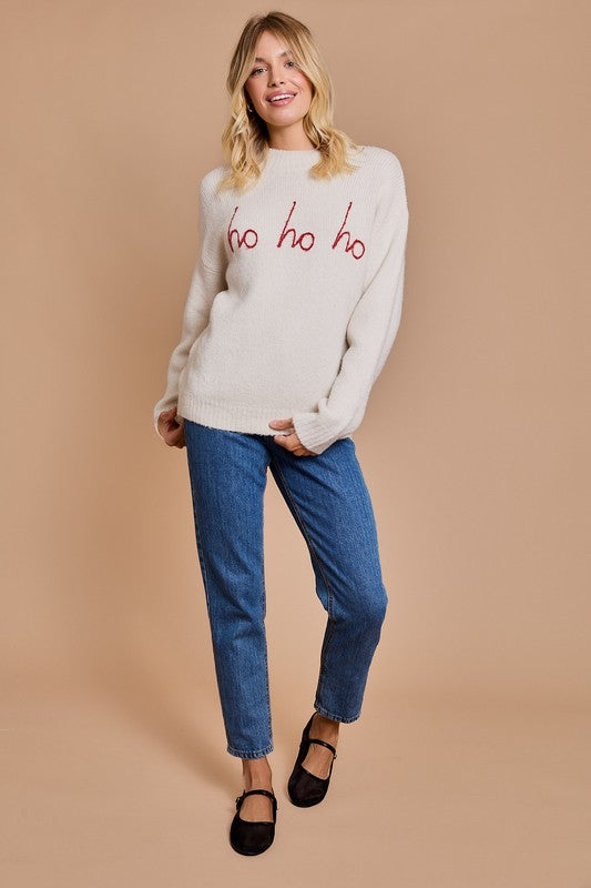 HO HO HO mock neck oversized SOFT sweater