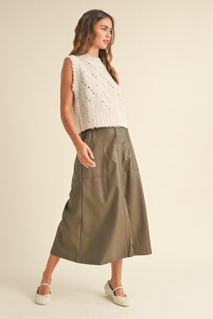 Comeback King Leather Skirt with elastic Waist (2 colors)