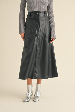 Comeback King Leather Skirt with elastic Waist (2 colors)