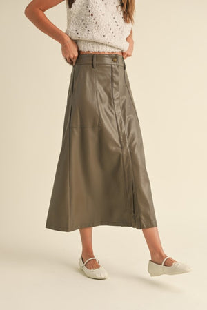 Comeback King Leather Skirt with elastic Waist (2 colors)