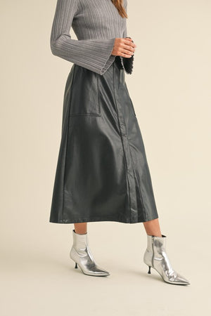 Comeback King Leather Skirt with elastic Waist (2 colors)