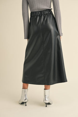 Comeback King Leather Skirt with elastic Waist (2 colors)