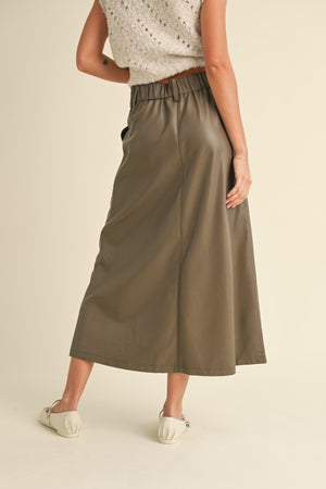 Comeback King Leather Skirt with elastic Waist (2 colors)