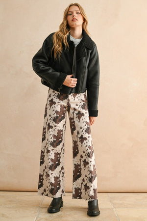 Farren Faux Suede Sherpa Biker Jacket (2 colors)