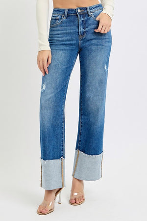 HIllary High Rise Ankle Wide Cuffed Jeans