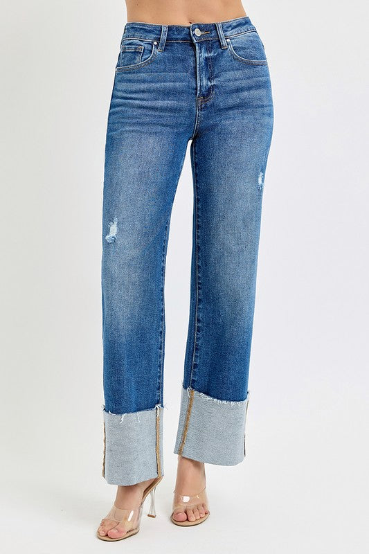 HIllary High Rise Ankle Wide Cuffed Jeans