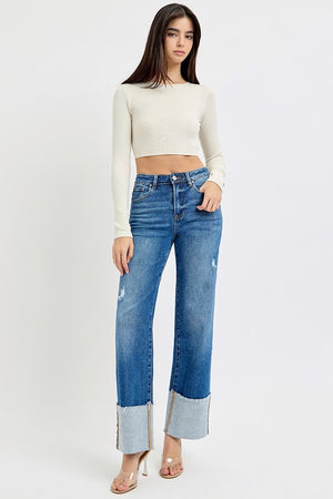 HIllary High Rise Ankle Wide Cuffed Jeans