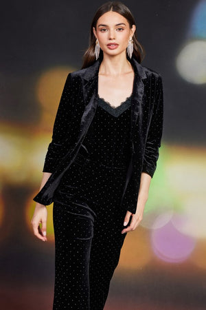 Ready and Waiting rhinestone Velvet Blazer