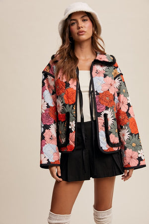 Garden Haze quilted Floral Blazer/Jacket