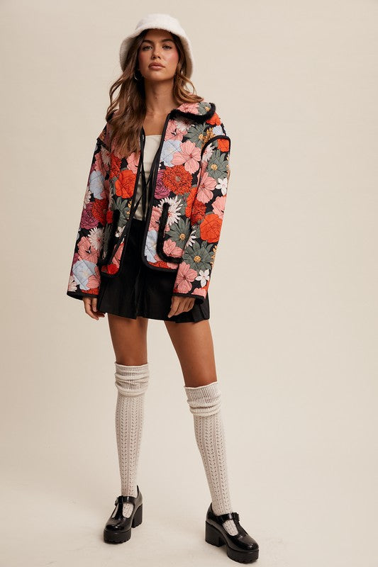 Garden Haze quilted Floral Blazer/Jacket