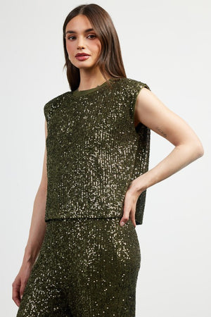 Rhinna Rhinestone Cap Sleeve Top