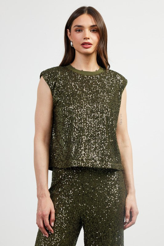 Rhinna Rhinestone Cap Sleeve Top