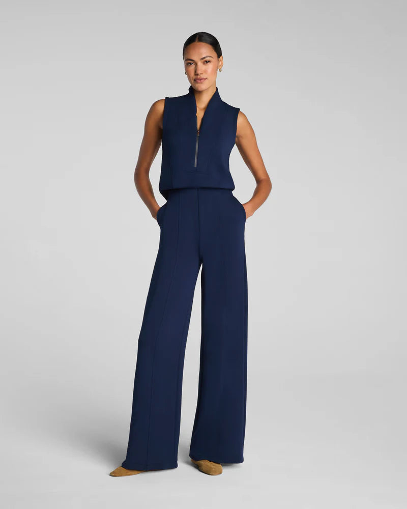 Spanx Shawl Collar Half Zip Jumpsuit in Black (2 colors)