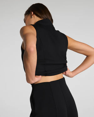 Spanx Shawl Collar Half Zip Jumpsuit in Black