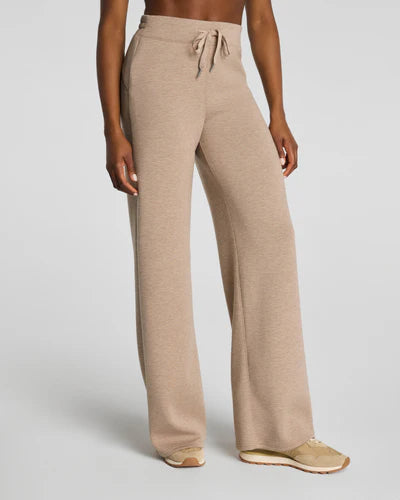 Spanx Air Essentials Shawl Collar Zip/ Wide Leg Pants (Dune Heather)