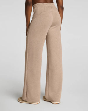 Spanx Air Essentials Shawl Collar Zip/ Wide Leg Pants (Dune Heather)