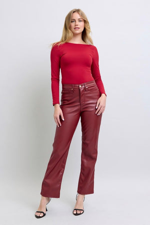 Talia Tummy Control Leather Pants in 2 colors!