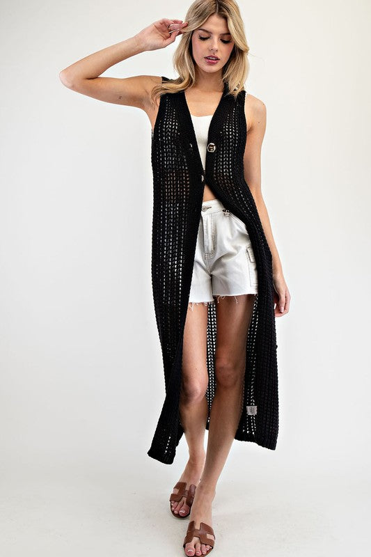 Cally the Crochet Button Down Vest (2 Colors)