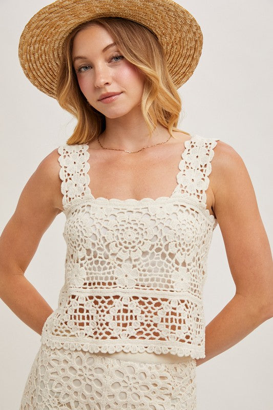 Captiva Crochet all day Square Neck Tank Top