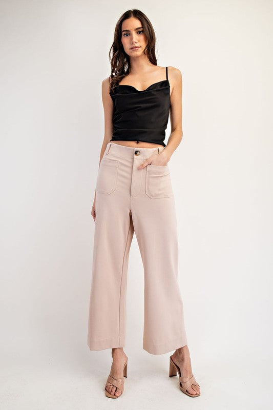 Pretty in Pointelle Patch Pocket Stretchy Pants (2 colors)