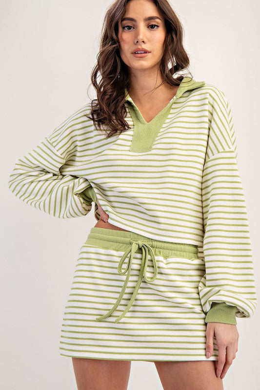 Ally the Avocado perfect Striped Top and Skort (Sold separately)