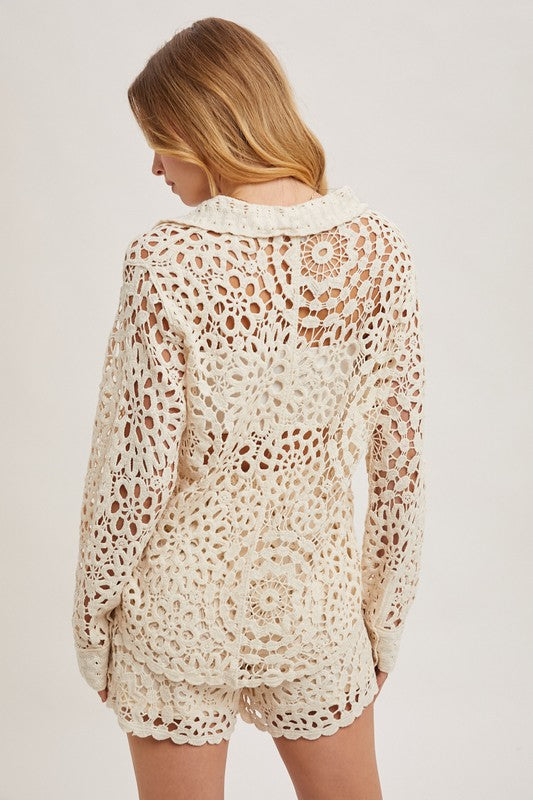 Captiva Crochet all day Button Down Top (2 COLORS)