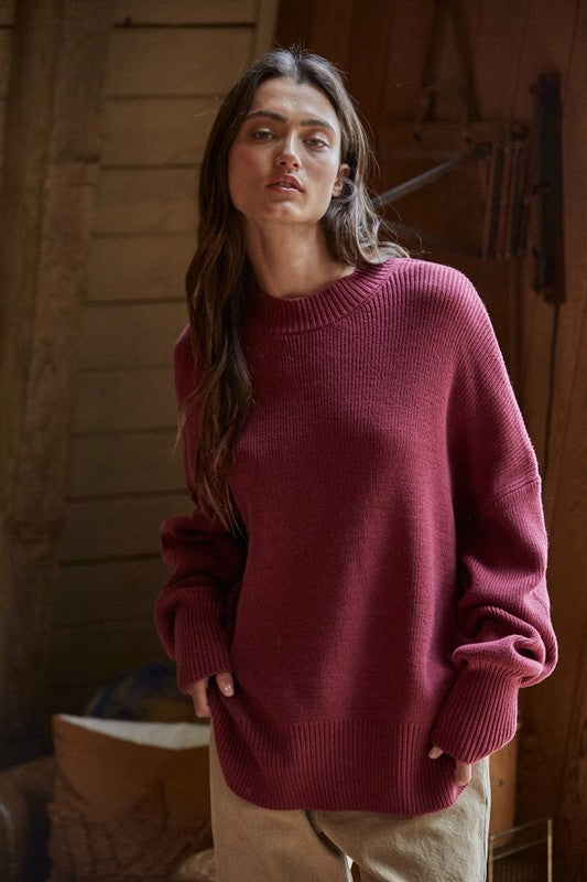 Ruby Easy Sweater in Wine