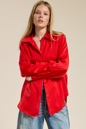 Sami Satin Button Down Blouse 2 colors!