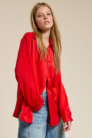 Sami Satin Button Down Blouse 2 colors!