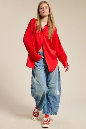 Sami Satin Button Down Blouse 2 colors!