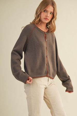 East Villiage Blanket Stitch Cardigan/Sweater