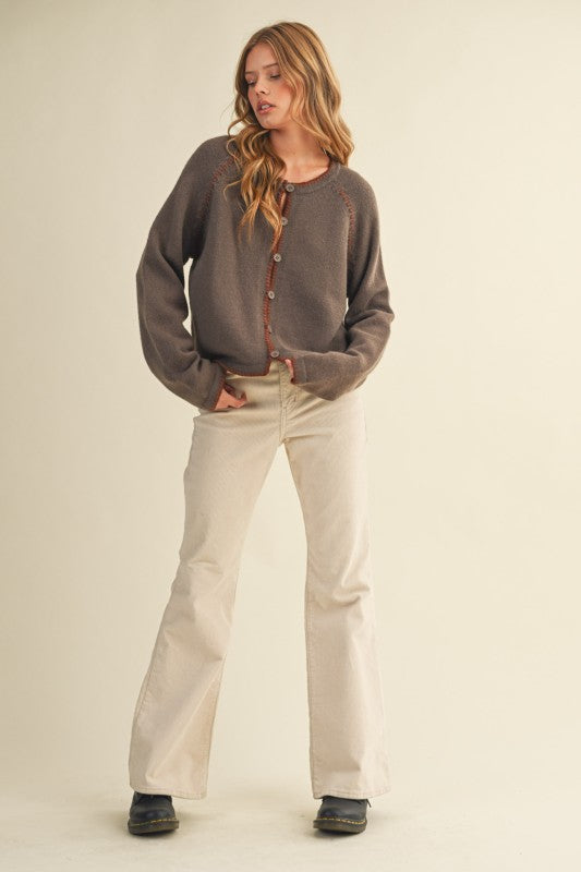 East Villiage Blanket Stitch Cardigan/Sweater