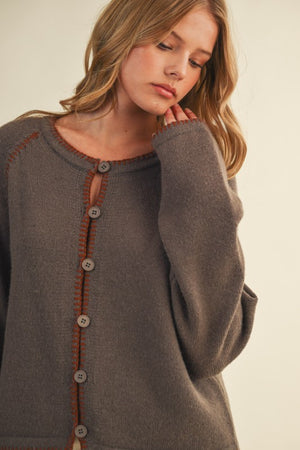 East Villiage Blanket Stitch Cardigan/Sweater