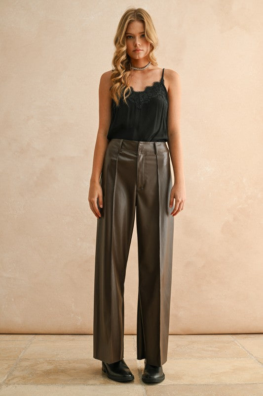 Penny Pintuck Wide Straight Leg Pants