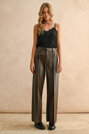 Penny Pintuck Wide Straight Leg Pants