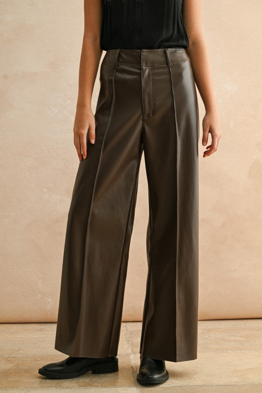 Penny Pintuck Wide Straight Leg Pants