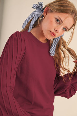 Whimsy Wine Bubble Sleeve Top Sweater