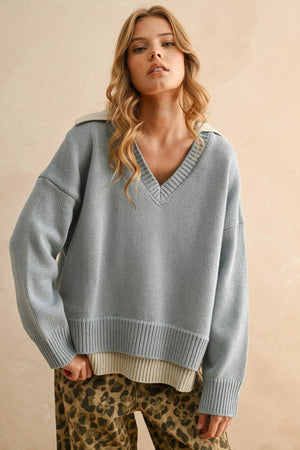 The Layering Lady Light Blue Layered Sweater