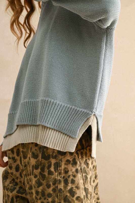 The Layering Lady Light Blue Layered Sweater