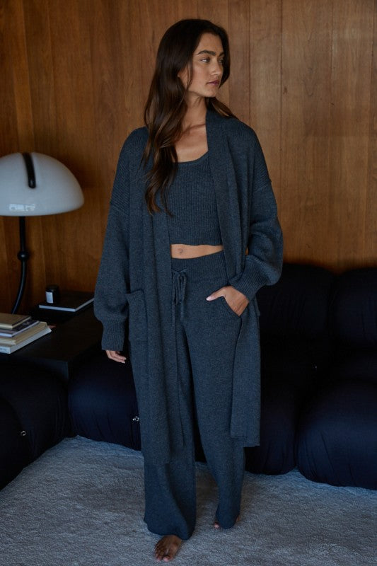 StayCation Ribbed Cardigan and Pants (PRE-ORDER)-Sold Separately