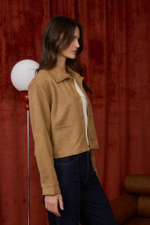 Finicky Faux Suede Button Up Jacket