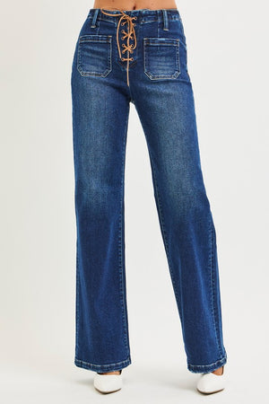Finny Front Tie Wide Leg Jeans