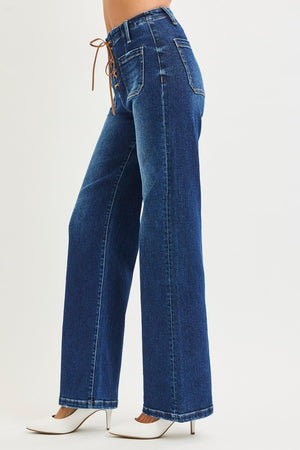 Finny Front Tie Wide Leg Jeans